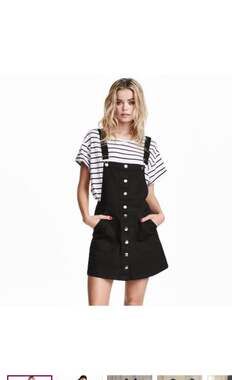 90s Y2K Retro Black Overall 100% Cotton Short Dress